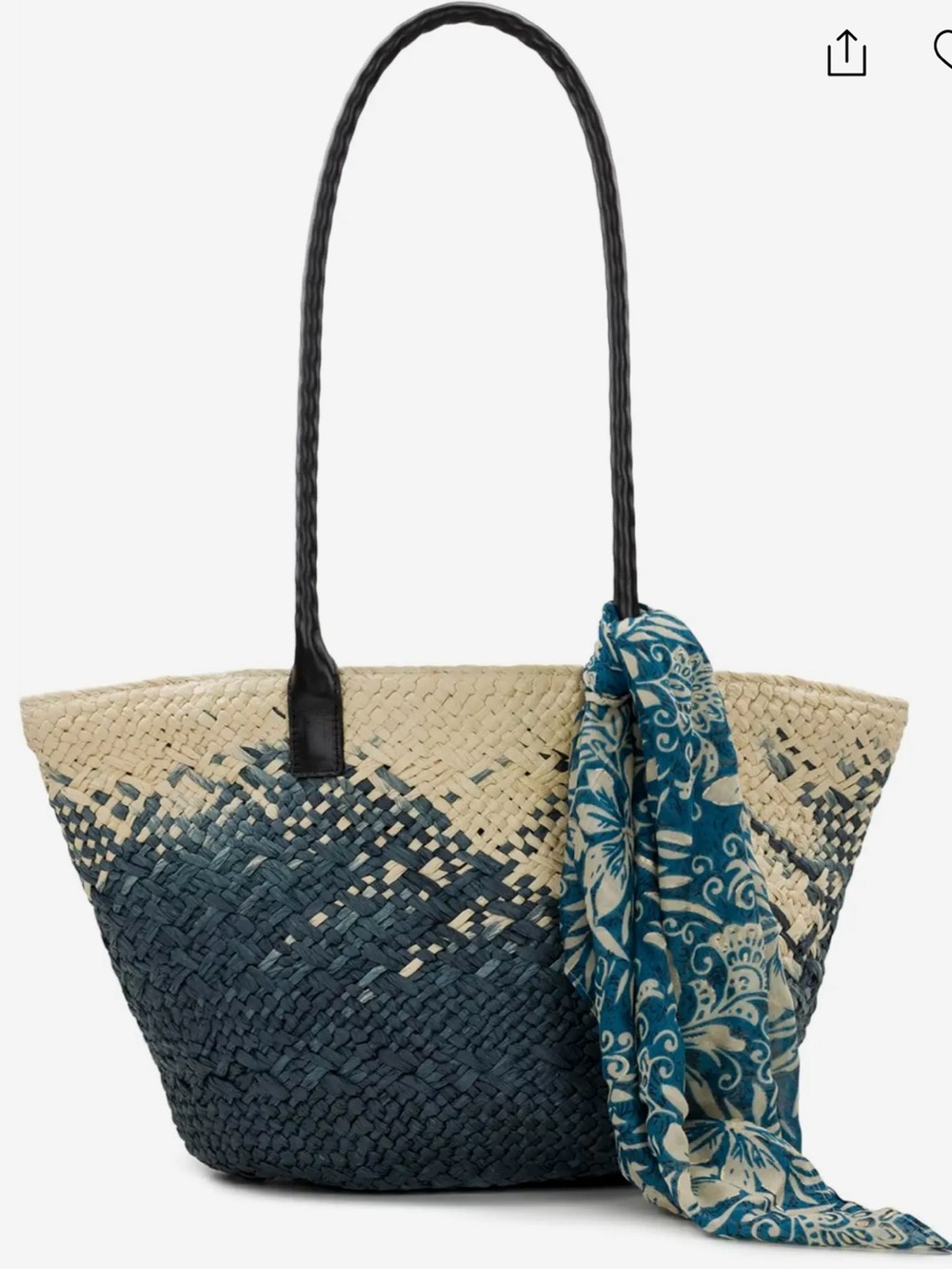 Patricia Nash Blue Ombre Woven Straw Tote with Scarf NWT - Picture 2 of 5